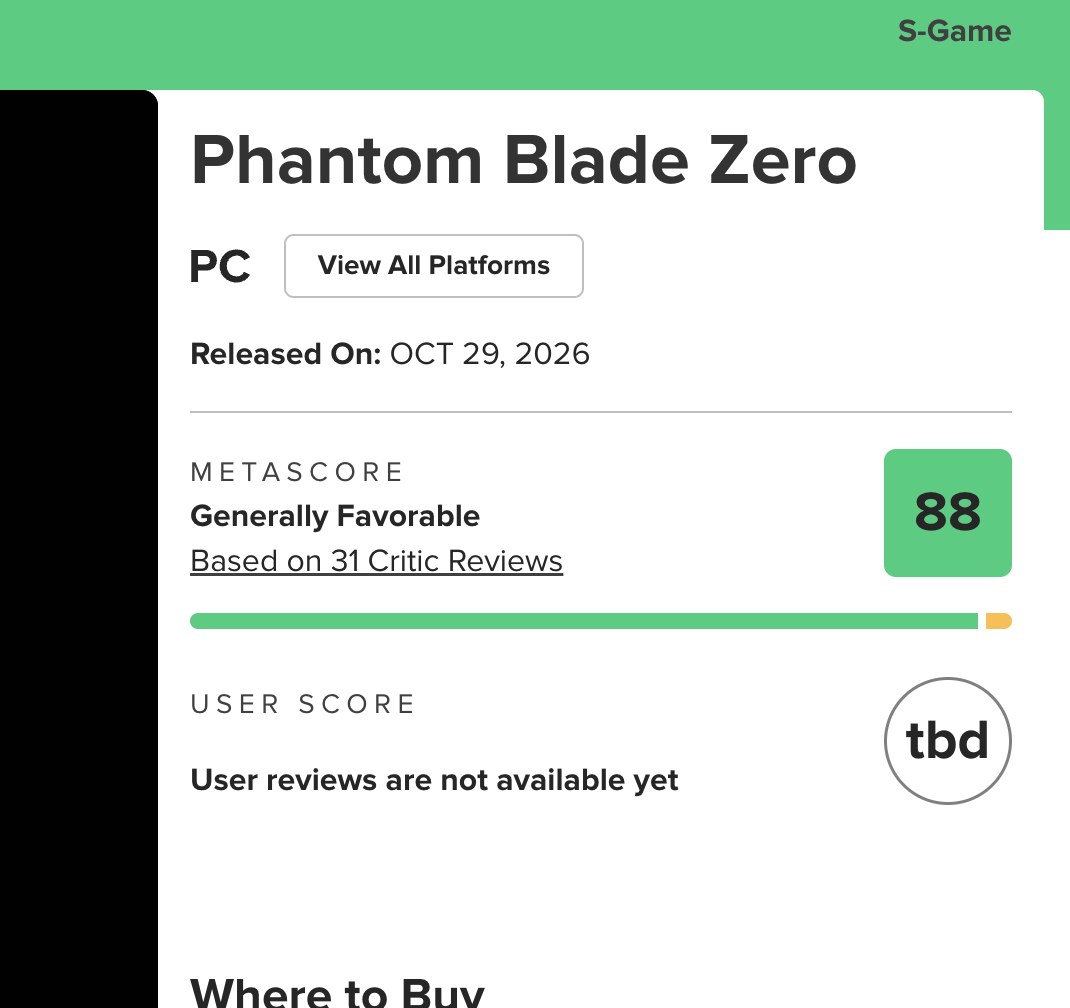 Phantom Blade Zero получила 88 баллов на Metacritic